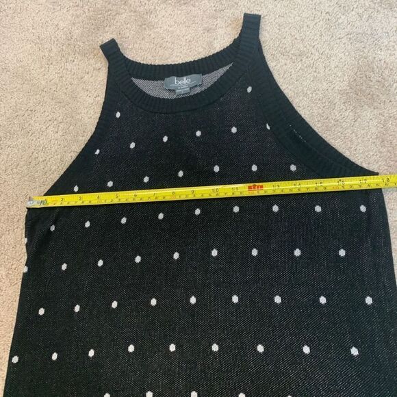 BELLE By Belldini Black white polkadot knit tank top sweater Sz L NWT ￼ - Picture 10 of 12